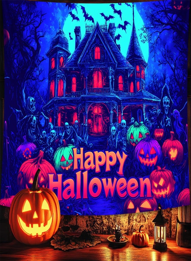 BVBOX Halloween Tapestry, Blacklight Tapestry for Halloween Party Decor Hanging Tapestries Backdrop Wall Art Poster for Bedroom Dorm 79x59in - Image 2